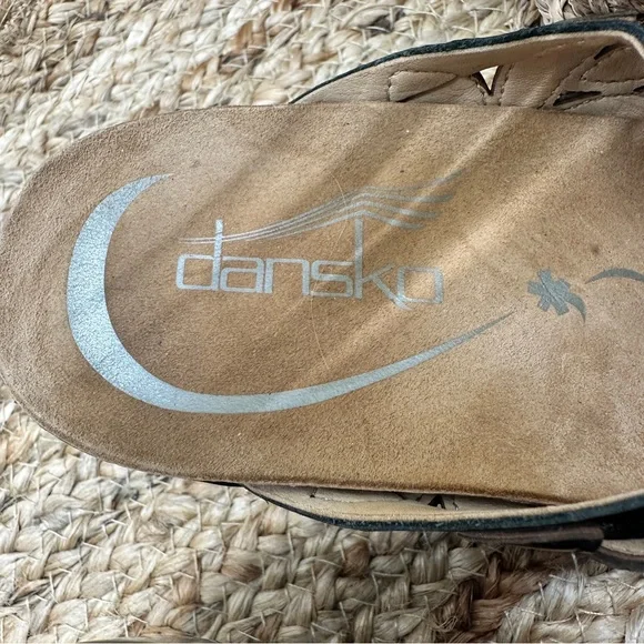 DANSKO Clarissa Daisy Floral Black Leather Slides Heels Sandals EUR 38 (7.5-8) - Picture 15 of 16